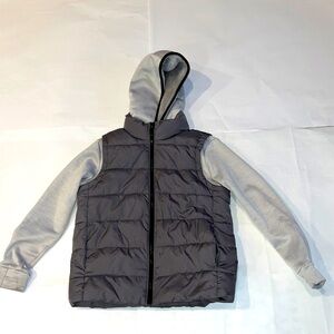 Old Navy Kids Med (12) Black Puffer and Grey Hoodie Jacket